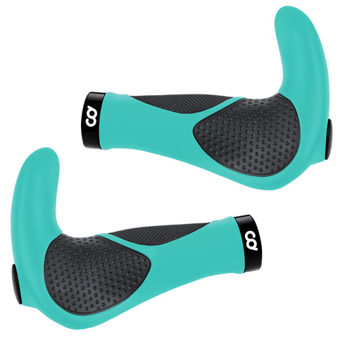 CyclingDeal Mountain Bike Grips Bicycle Handlebar Grips - Ergonomic Bike Grips Anti-Slip Design for MTB Grips - Soft Gel Bike Handlebar Grips - Quality Bike Handle Grips with Bike Bar Ends Turq Green