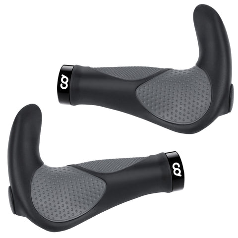 CyclingDeal Mountain Bike Grips Bicycle Handlebar Grips - Ergonomic Bike Grips Anti-Slip Design for MTB Grips - Soft Gel Bike Handlebar Grips - Quality Bike Handle Grips with Bike Bar Ends in Black