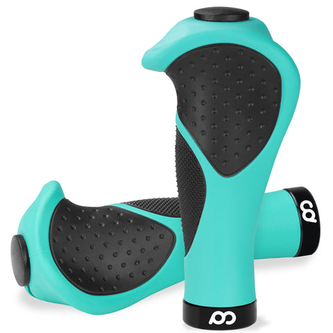 CyclingDeal Mountain Bike Grips Bicycle Handlebar Grips - Ergonomic Bike Grips Anti-Slip Design for MTB Grips - Soft Gel Bike Handlebar Grips - Quality Bike Handle Grips - in Turquoise Green