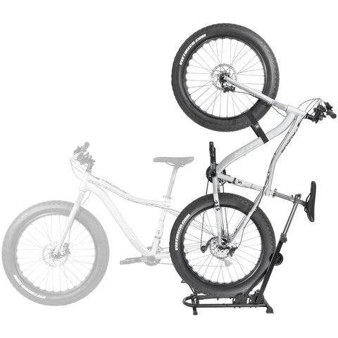 CyclingDeal Vertical Bike Stand - for Fat Bike Snow MTB Road Bikes with Max 5" Tire Width - Vertical & Horizontal Adjustable Bicycle Parking Rack with Seatpost Stabilizer - Wheel Sizes up to 29"