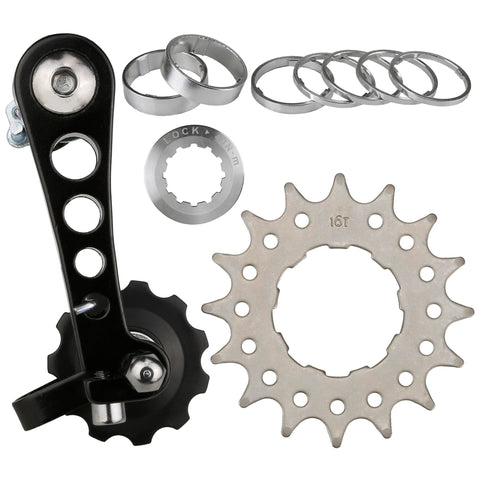 Cyclingdeal Conversion Kit Fixie Bike Single Speed Aluminum Chain Tensioner With Adaptor For Road Bike and MTB