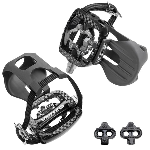 Venzo Bike Bicycle Toe Clips Cage & Cleats - compatible with Shimano SPD Pedals - For Fitness Exercise Indoor Bike
