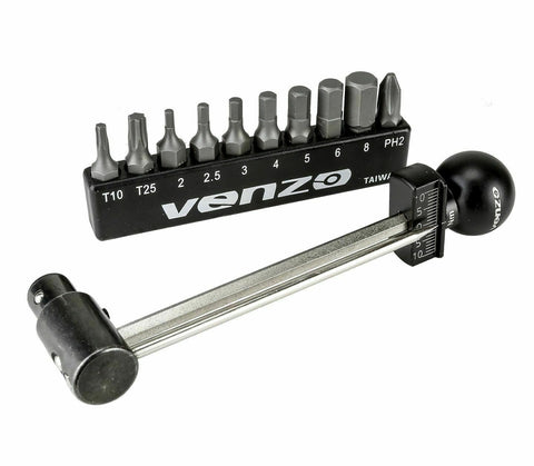 Venzo 1/4 Inch Driver Beam Torque Wrench Set - 2 to 10 Nm - Small Adjustable - Great Maintenance Tool for MTB, Mountain, Road Bike & Motorcycle - Bicycle Carbon Parts Essential Tool