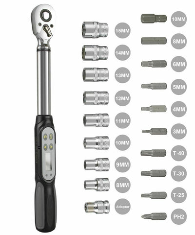 VENZO Bicycle Tools Set - Digital Torque Wrench 4.2~85 N-m / 3.1~62.7 ft-lb 3/8"