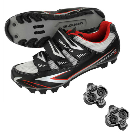 Venzo Cycling Bicycle Cycle Mountain Bike Shoes Men - compatible with Shimano SPD Cleats - Good for Indoor Cycle, Off Road and MTB With Multiple Release Cleats