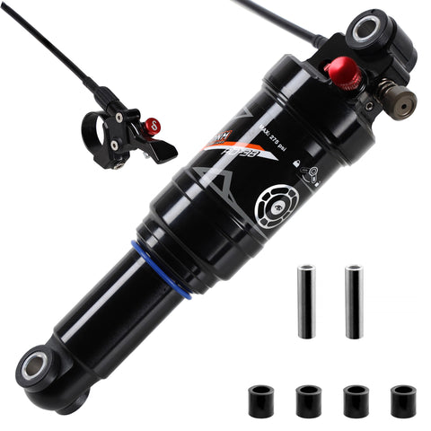 DNM Mountain Bike MTB Air Rear Shock Rebound / Remote Lock Out / Air Compression Pressure Adjustable - AL7075 Shaft & AL6061 Shock Body - Extra Bushing Hardware - Length 190mm