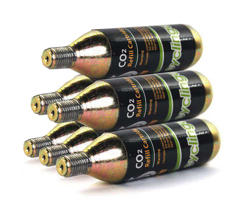 6 x 16g Threaded CO2 Cartridges Refills For Bike Bicycle Pump CO2 Inflator Heads - Great Refill For Mountain Or Road Bikes Tires