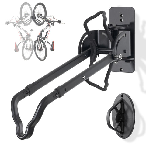 CyclingDeal Swivel Bike Wall Mount Rack - Vertical Adjustable Foldable Bicycle Parking Rack with Wheel Holder - for 20"-29" MTB 700C Road Bikes Home Garage Storage - Max. Tire Width 2.4"