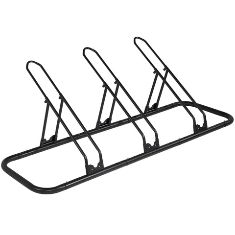 CyclingDeal Bicycle Floor Parking Rack Stand - for Mountain MTB Road Bike - Indoor Home Garage Storage - Adjustable 3 Bikes