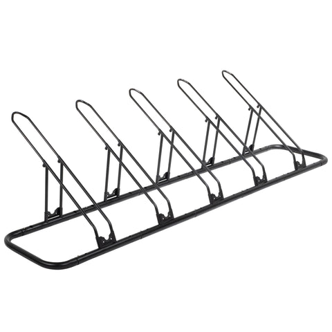 CyclingDeal Bicycle Floor Parking Rack Stand - for Mountain MTB Road Bike - Indoor Home Garage Storage - Adjustable 5 Bikes