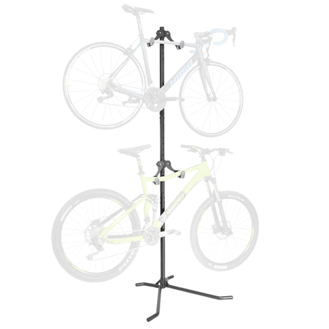 CyclingDeal 2 Bike Rack Garage Bike Stand - Vertical Fully Adjustable Free Standing Bike Floor Stand Bicycle Rack for Garage Storage - Safe & Secure for Hanging MTB Road Bicycles in Garage or Home
