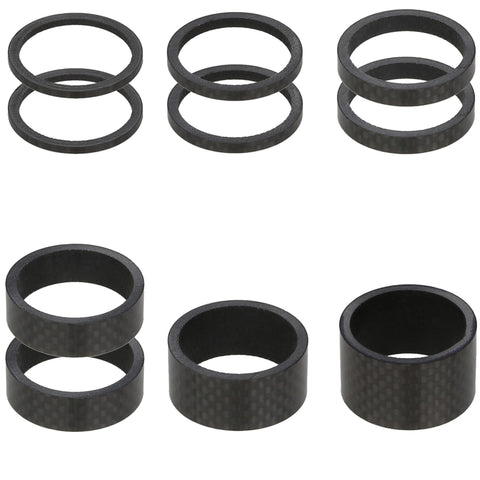 CyclingDeal Carbon Fiber Bike Bicycle Fork Steerer Headset Spacers 1-1/8" 10PCS Kit Set 2mm, 3mm, 5mm, 10mm, 15mm, 20mm