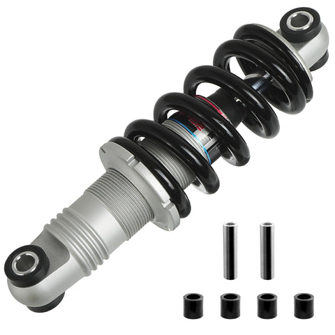 DNM Preload MTB Mountain Bike Rear Suspension Shock Absorber AL 6061 Coil Spring 750 lbs with Extra Bushing - Silver 165mm