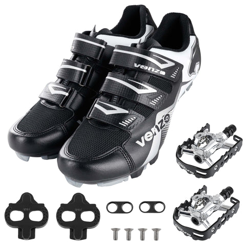 Venzo Men's Mountain Bike Bicycle Cycling Shoes with Multi-Function Clip-less Pedal & Cleat - Compatible with Shimano SPD & Crankbrother Systems - 7.5 US Men