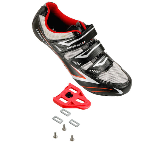 Venzo Bicycle Road Cycling Riding Shoes - 3 Straps - Compatible with Look Delta & for Shimano SPD-SL - Perfect for Road Racing Bikes Black Color 38