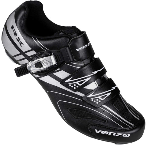 Venzo RX Bicycle Unisex Men's or Women's Road Cycling Riding Shoes - Compatible with Peloton for Shimano SPD & Look ARC Delta - Perfect for Indoor Indoor Road Racing Bikes Black 48