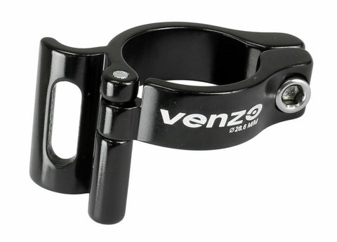 Venzo Bike Adjustable Braze-On Front Derailleur Adapter Clamp for MTB Road Bicycles - Compatible with Shimano Sram - Black 34.9mm