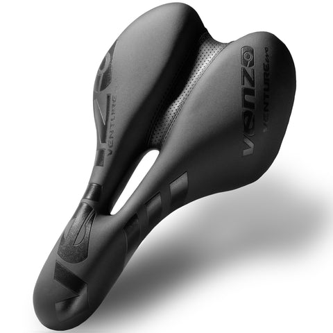 Venzo Comfortable Bike Bicycle Saddle Seat - For MTB, Road, Exercise, Trekking, Folding, Hybrid & Cruiser Bikes - XC Saddle Seat - Black