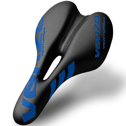 Venzo Comfortable Bike Bicycle Saddle Seat - for MTB, Road, Exercise, Trekking, Folding, Hybrid & Cruiser Bikes - XC Saddle Seat - Blue