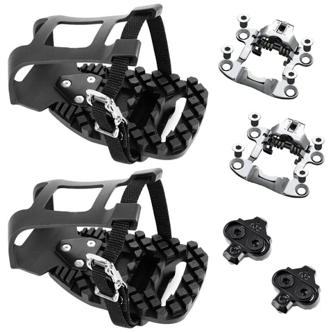 Venzo Bike Bicycle Toe Clips Cage Indoor Exercise Bike Pedal Adapters - Compatible with Peloton Bike Pedal, Convert Look Delta Pedals to Toe Clip Straps Ride with Sneakers - Toe Cages & SPD Adapters