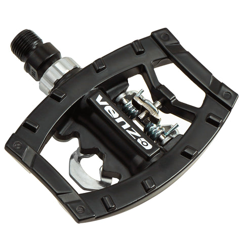 Venzo Dual Function Platform Shimano SPD Compatible  9/16" Clipless Pedals Black with Cleats