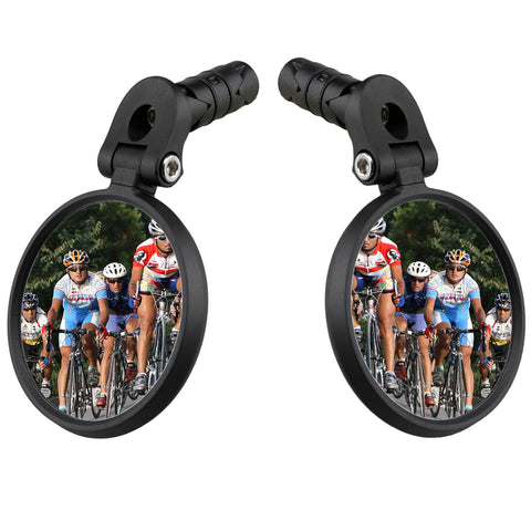 Venzo Bicycle Bike Accessories Handlebar End Mount Mirror Silver Lens 50% Anti-glare Glass - Great for Road or Mountain Rear View Left And Right