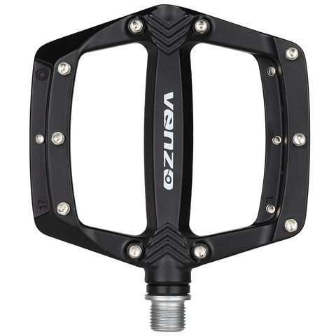 VENZO Flat Mountain BMX MTB Magnesium Bike Sealed Bearing Pedals - Large Bicycle Platform Pedals 9/16" with Anti-Skid Anti-Slip Nail