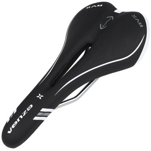 VENZO RVX Bike Bicycle Road MTB Mountain Stainless Steel Rail Comfortable Saddle Seat - Professional Level - Racing Saddle -  Airflow Saddle Seat - Size: 280mm x 140mm