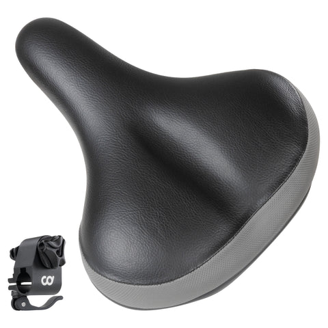 CyclingDeal Bike Saddle Wide Seat - 10.2" x 8.6" or Oversized 10.6" x 10.4" with Quick Release Seat Clamp Adapter - Compatible with Peloton Bike & Bike+ ONLY - Comfortable Thick or Memory Foam Saddle