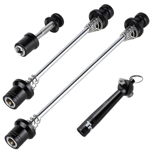 CyclingDeal Bike Bicycle Wheel Hub Non Quick Release Lock Skewers Set - Prevent Removing Wheels & Seatpost by Hands - With Tool