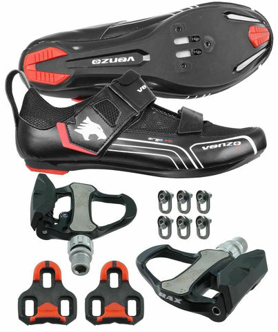 Venzo Bicycle Bike Cycling Triathlon Shoes Compatible with Shimano SPD SL Look with Pedals 41