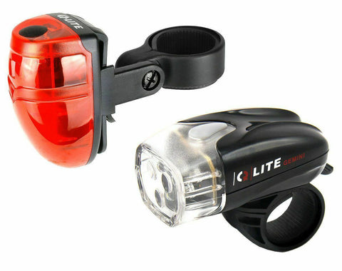 Q-lite Bike Bicycle Front and Rear 3 LED Lights Kit with Battery