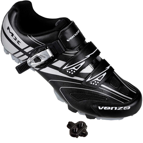 Venzo Mountain Men's Bike Bicycle Cycling Shoes - compatible with Shimano SPD Cleats - Good For Indoor Cycle, Off Road and MTB- With Quality Buckle Strap + SPD Single Release Cleats