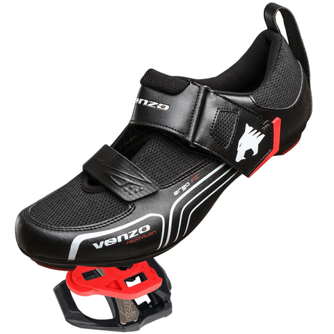 Venzo Bike Bicycle Road Cycling Triathlon Shoes with Clipless Pedals and Cleats - Look ARC Delta Compatible - Size 49