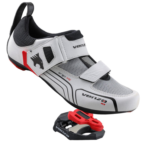 Venzo Cycling Bicycle Triathlon Outdoor Men Road Bike Shoes Compatible with Shimano SPD SL Look Black - With Sealed Bearing Road Bike Pedals 41