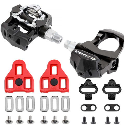 VENZO Sealed Fitness Exercise INDOOR Bike Bicycle Pedals & Cleats - Compatible with Peloton, LOOK DELTA & Shimano SPD 9/16"