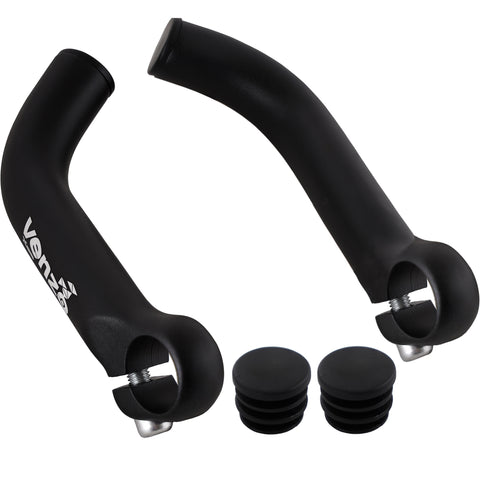 Venzo Bicycle Handlebar Extender For Mountain Hybrid Bike - Compatible with 7/8'’ 22.2mm - Flat Bar Ends with Plugs - 150mm - Ergonomic Design Lightweight and Durable