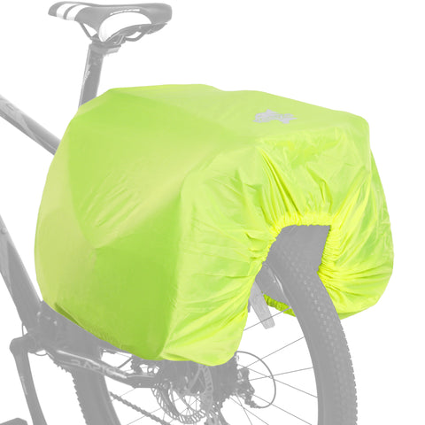 VENZO - Portable Foldable Ultralight 70D Nylon - Fluorescent Yellow - Waterproof  - Dust Rain Case Cover Coat - For 20L-32L - Travel Camping - Double Pannier Rack Bag Set