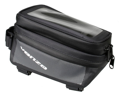 VENZO 210D Waterproof Front Storage Bag Cycling Top Tube Phone Bag Frame Handlebar Tool Bag YKK Zipper Touch Screen Cellphone