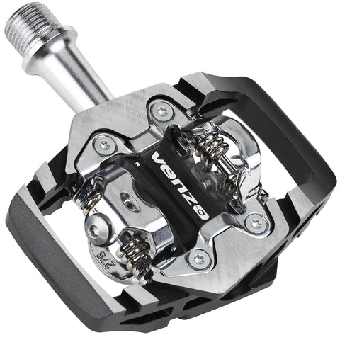 VENZO MTB Mountain Bike CNC Cr-Mo 6061 Aluminum Sealed Clipless Pedals 9/16" Compatible with Shimano SPD Type Cleats SM-SH51 - Perfect For All MTB Trial Shoes - Easy Clip in